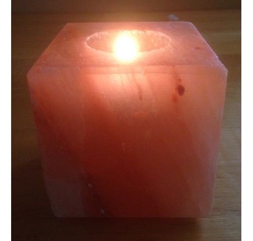 HIMALAYAN ROCK SALT CANDLE TEALIGHT HOLDER (CUBE) DESIGN