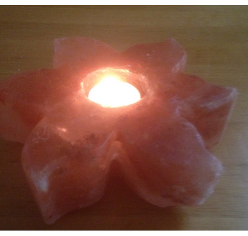 HIMALAYAN ROCK SALT CANDLE TEALIGHT HOLDER (PETAL) DESIGN