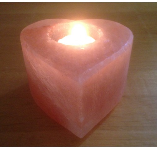 HIMALAYAN ROCK SALT CANDLE TEALIGHT HOLDER (HEART/SM) DESIGN