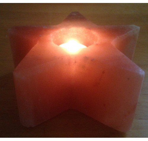 HIMALAYAN ROCK SALT CANDLE TEALIGHT HOLDER (STAR) DESIGN